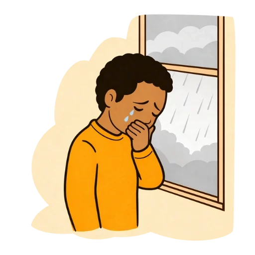 Illustration Mann in Trauer